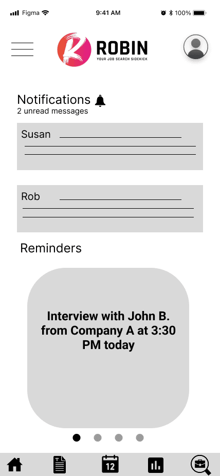 Calendar Reminder Wireframe