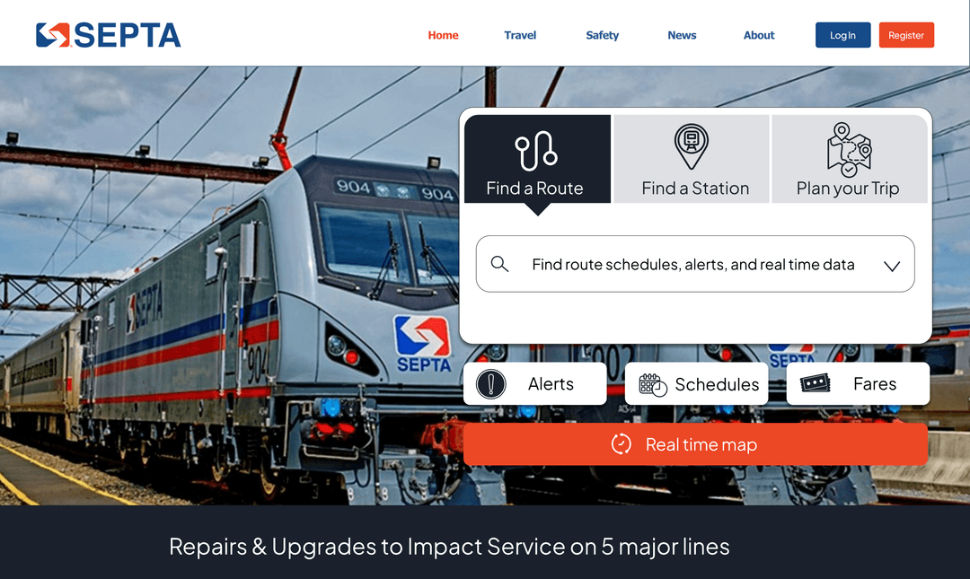SEPTA Website Screenshot