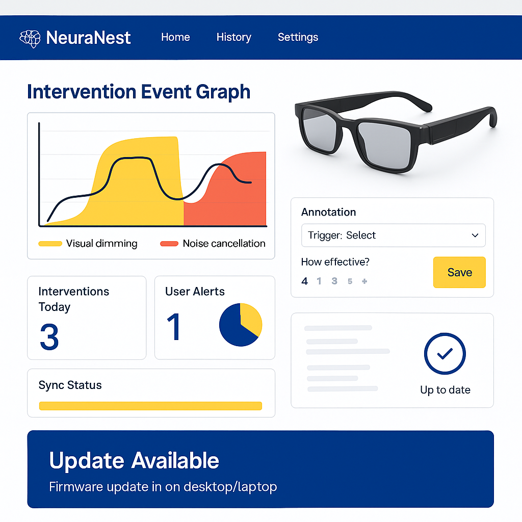NeuraNest companion app — Intervention Event Graph